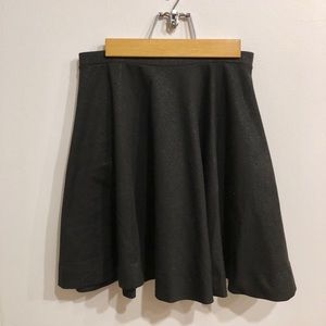 Express Dark Grey Faux Leather Skater Skirt